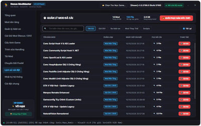 Nexus ModMaster v3.3.0 Fluent - Next-Gen Mod Installer for GTA V - VIỆT NAM